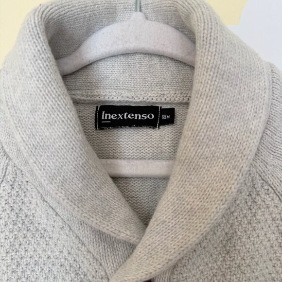 Inextenso Gray Shaw Collar Knit Cardigan Toddler Boy - Size 18M - Picture 3 of 7